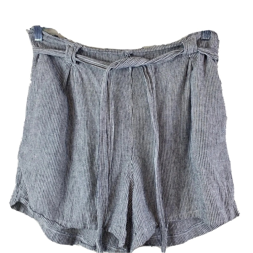 Max Studio Black and White Striped High Waist Shorts